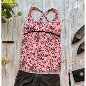 Pink black swirl velvet Vanity elegant tank top